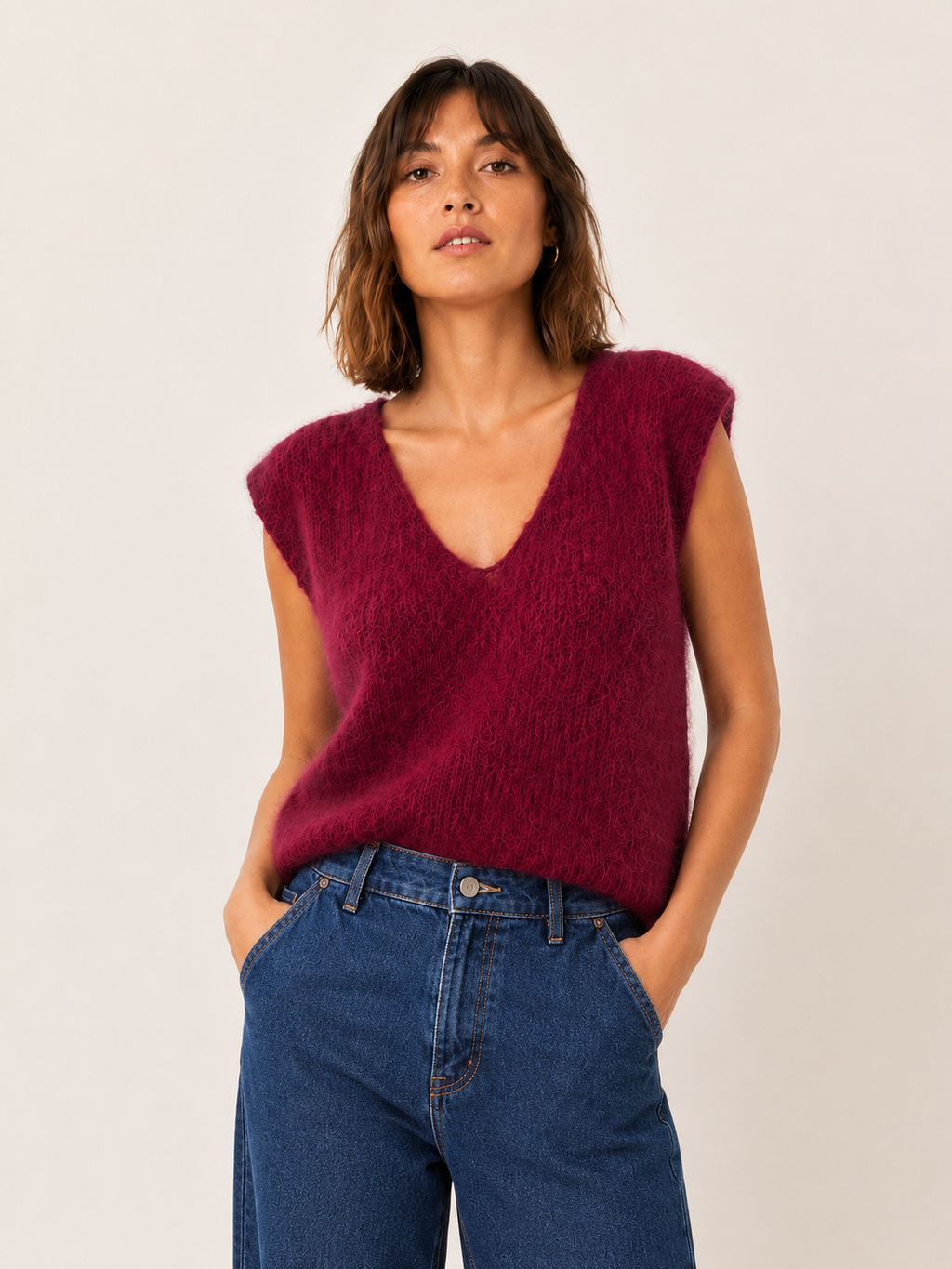 Pull Valentine sans manches Burgundy