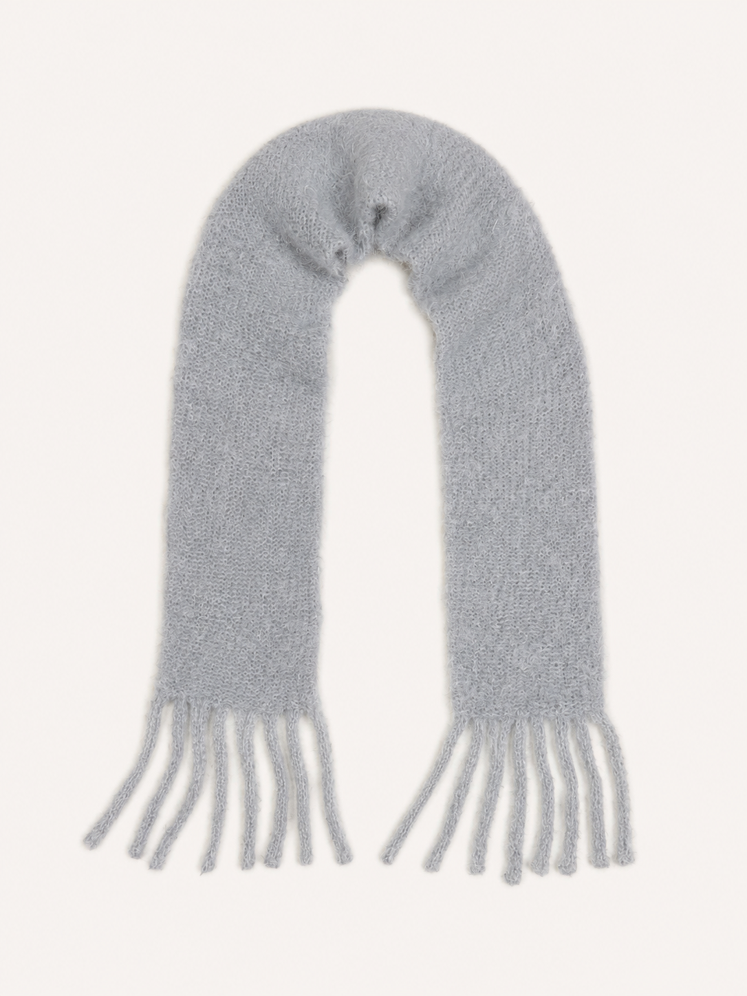 Echarpe longue frange gris brillante