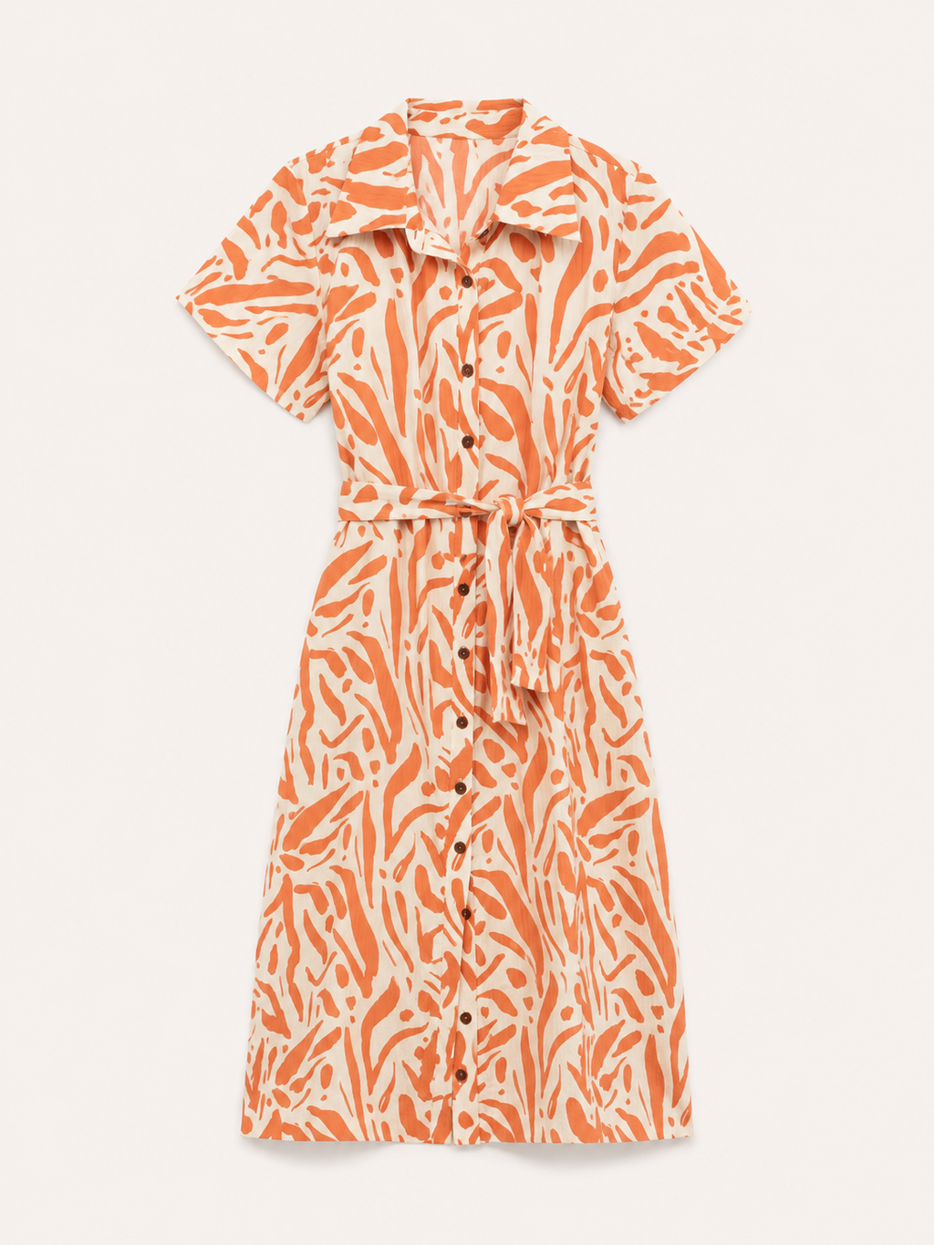 Robe chemise imprimée corail