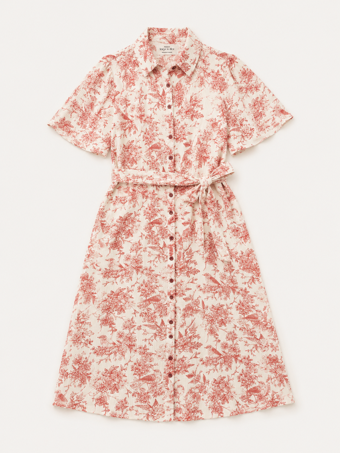 Robe chemise imprimée toile de jouy