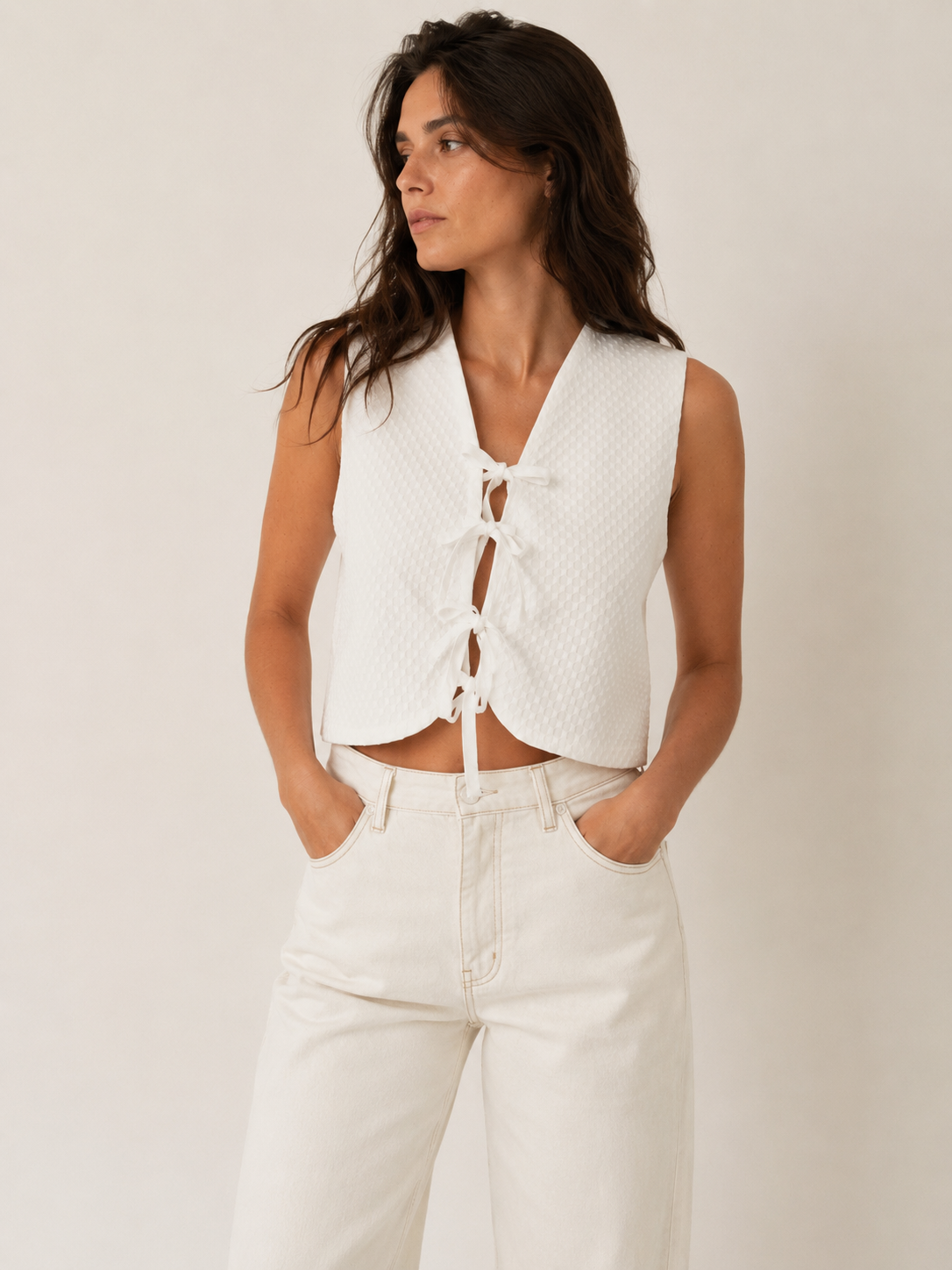 GILET CLARA VOILE COTON CARRE