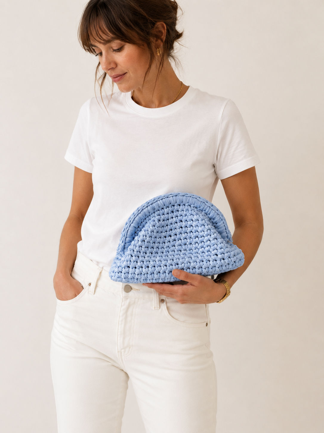 SAC CLUTCHE BLEU CIEL