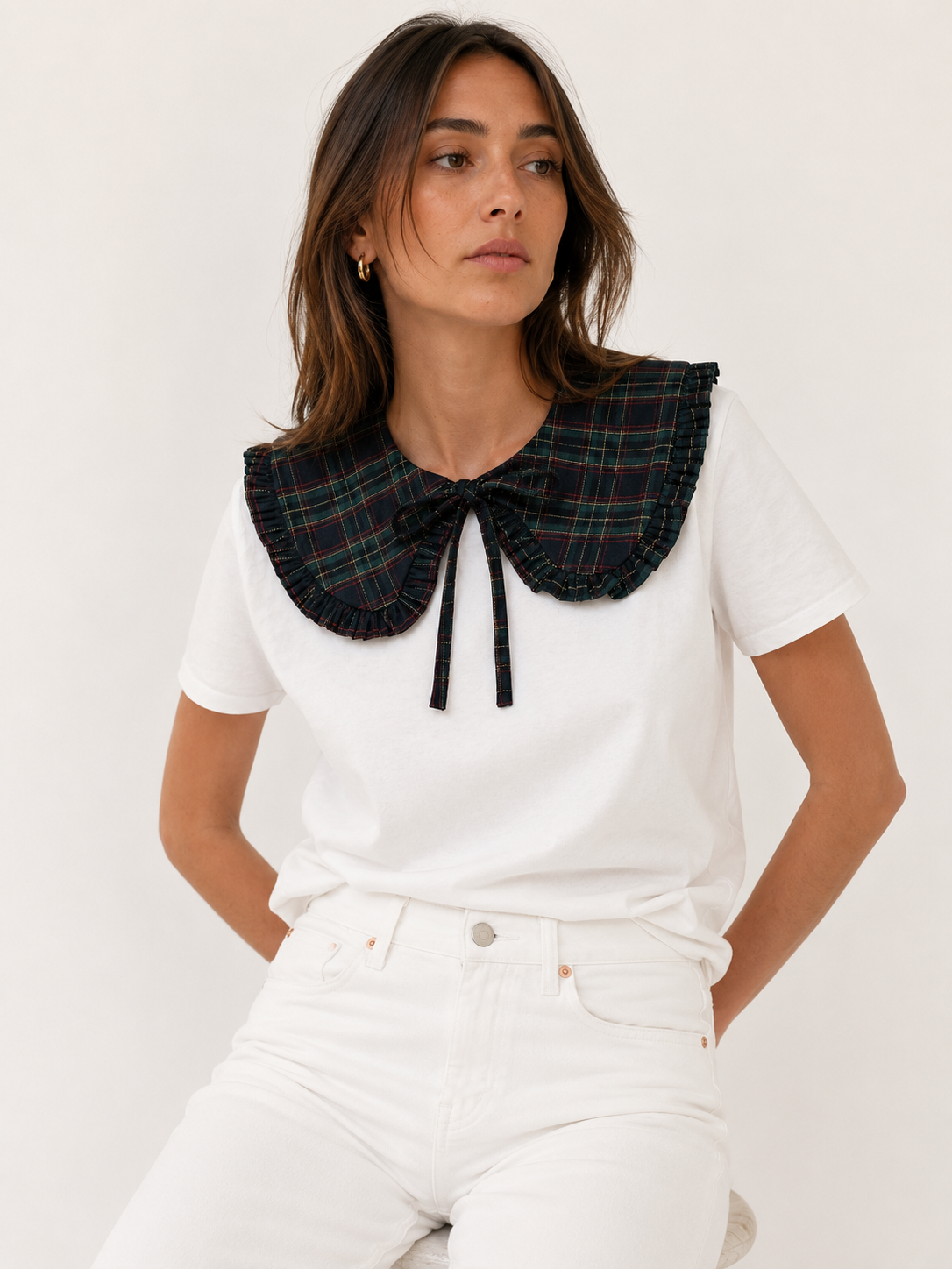 Col amovible tartan vert