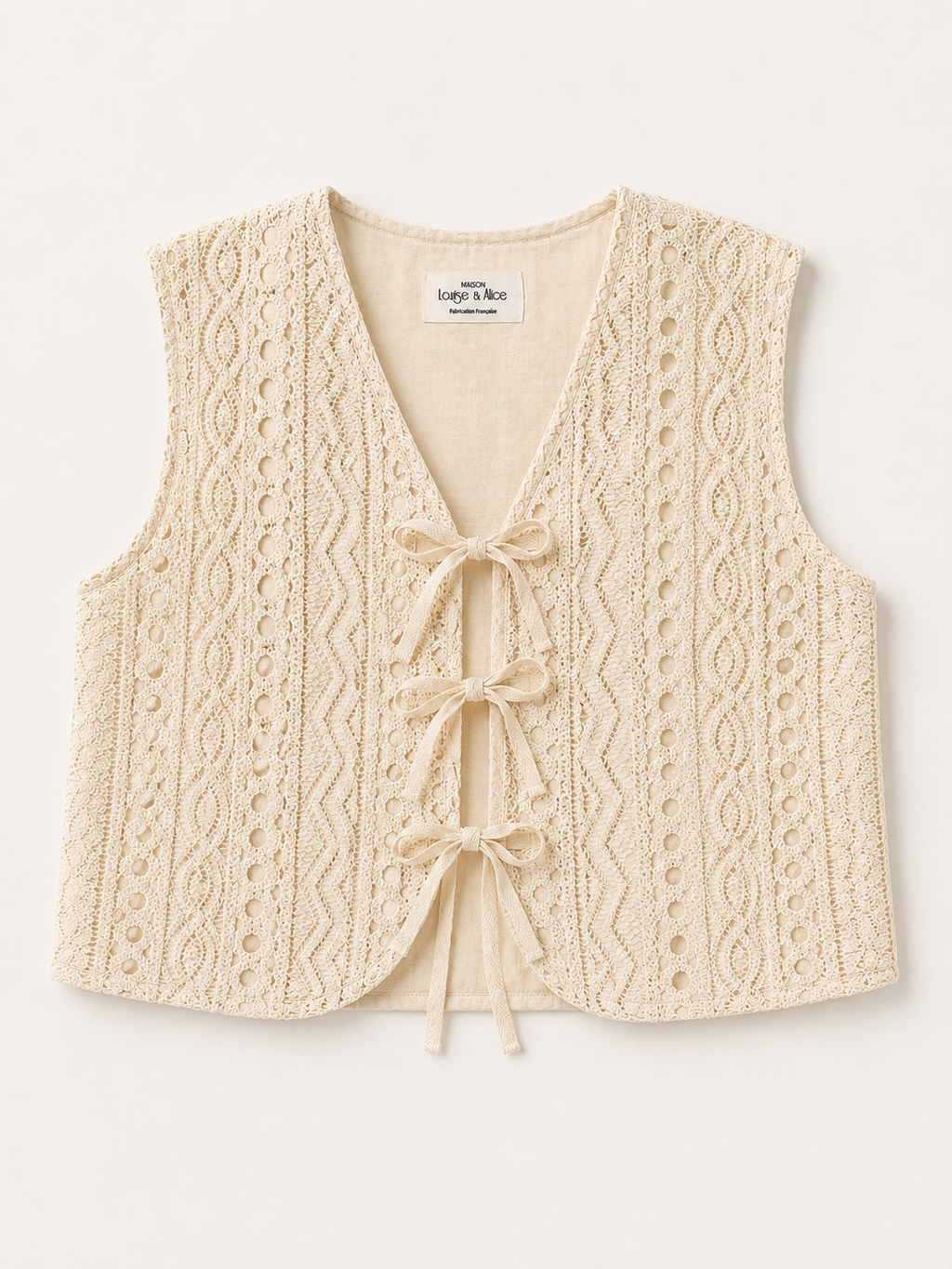 GILET CLARA A NOUETTE ECRU