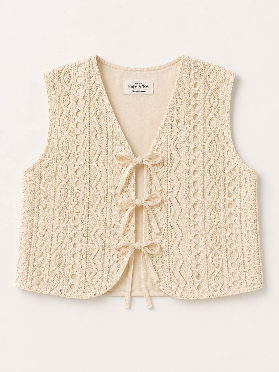 GILET CLARA A NOUETTE ECRU