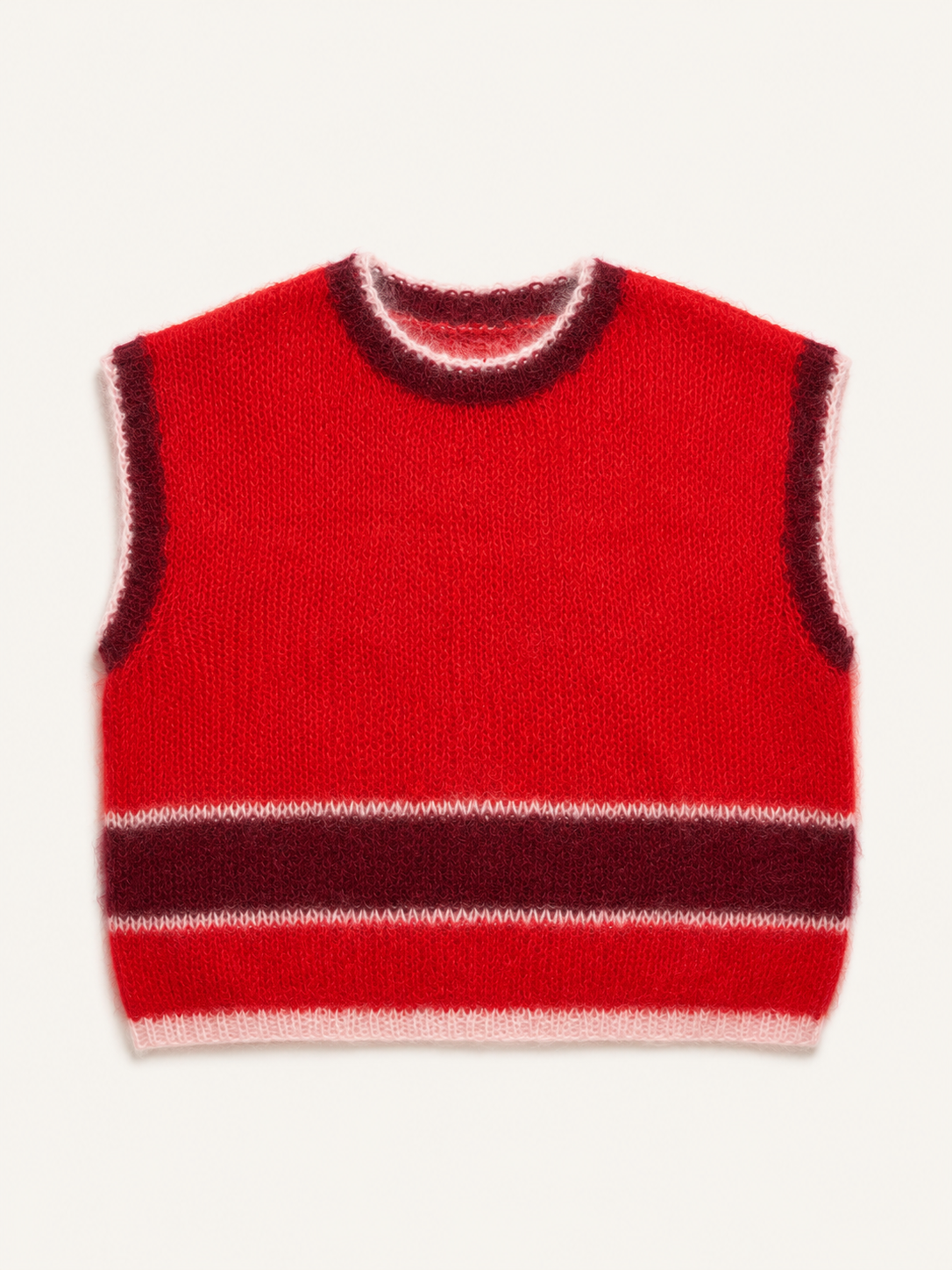 Pull sans manches rayures rouge