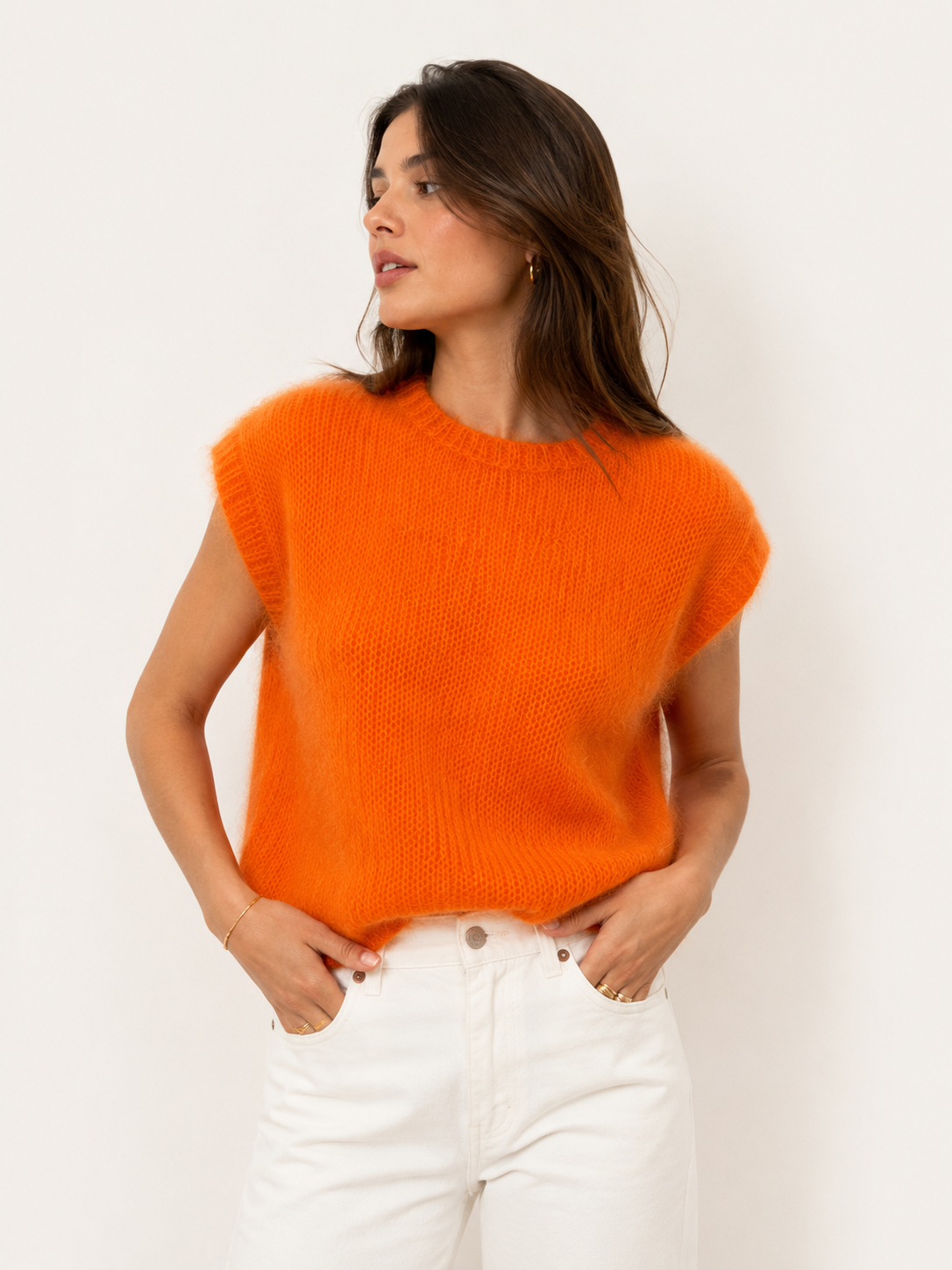 Pull sans manche orange