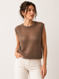 Pull sans manche marron