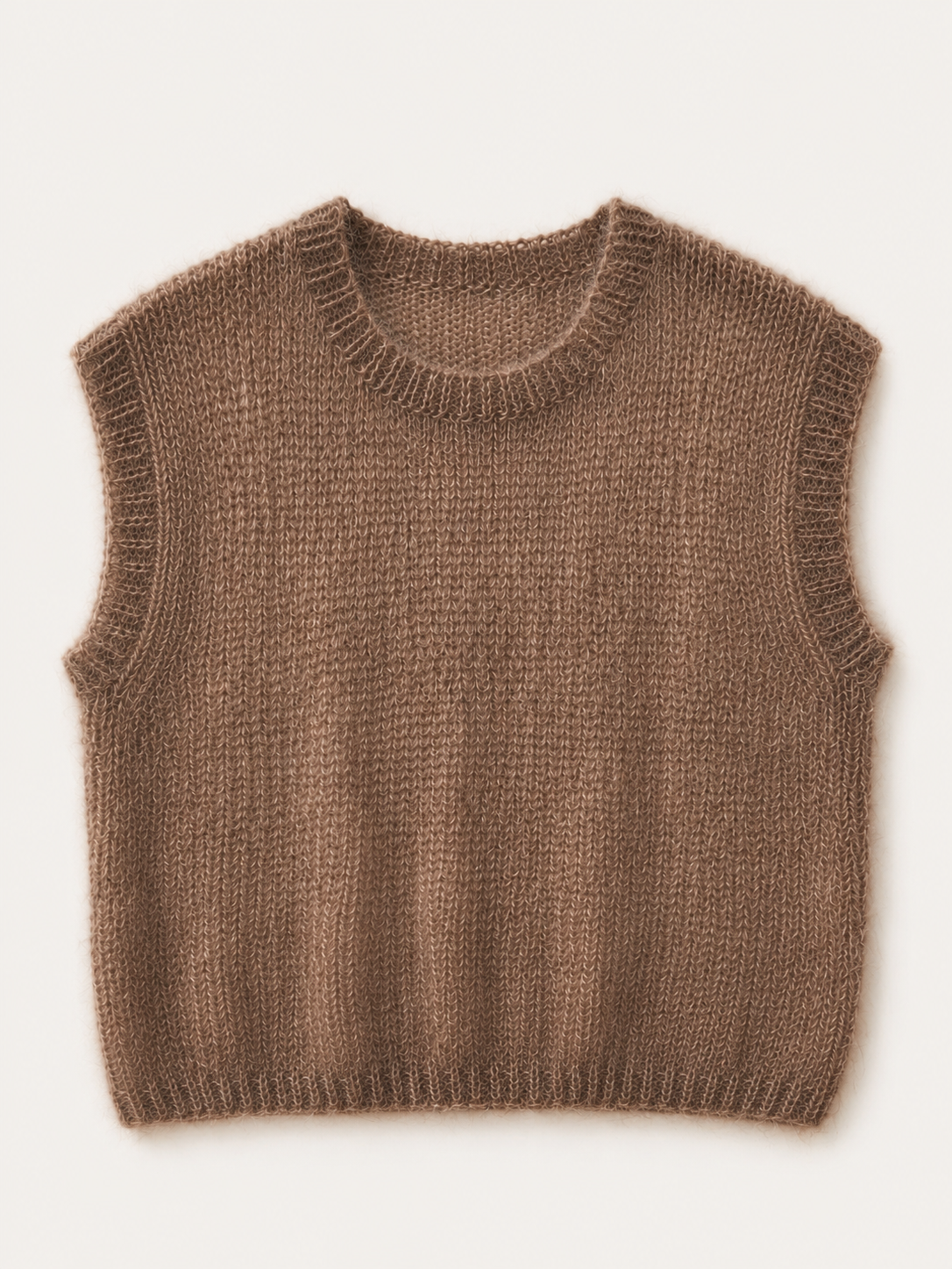Pull sans manche marron