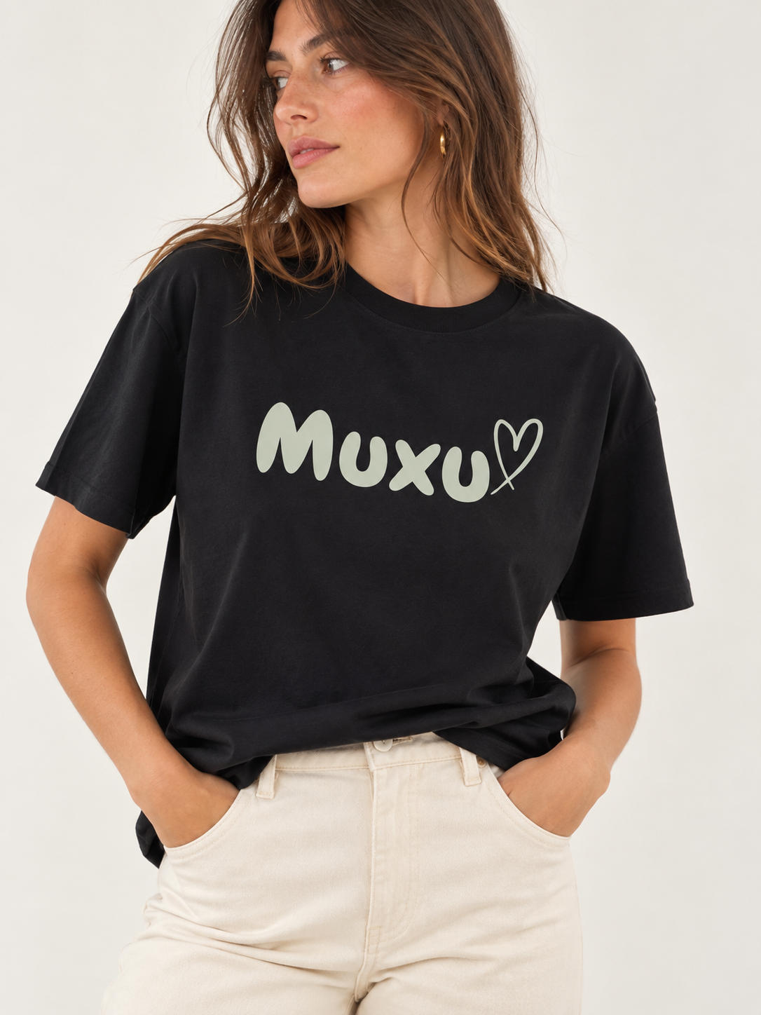 T-Shirt Muxu noir/tilleul