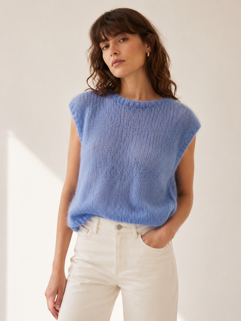 Pull sans manches bleu
