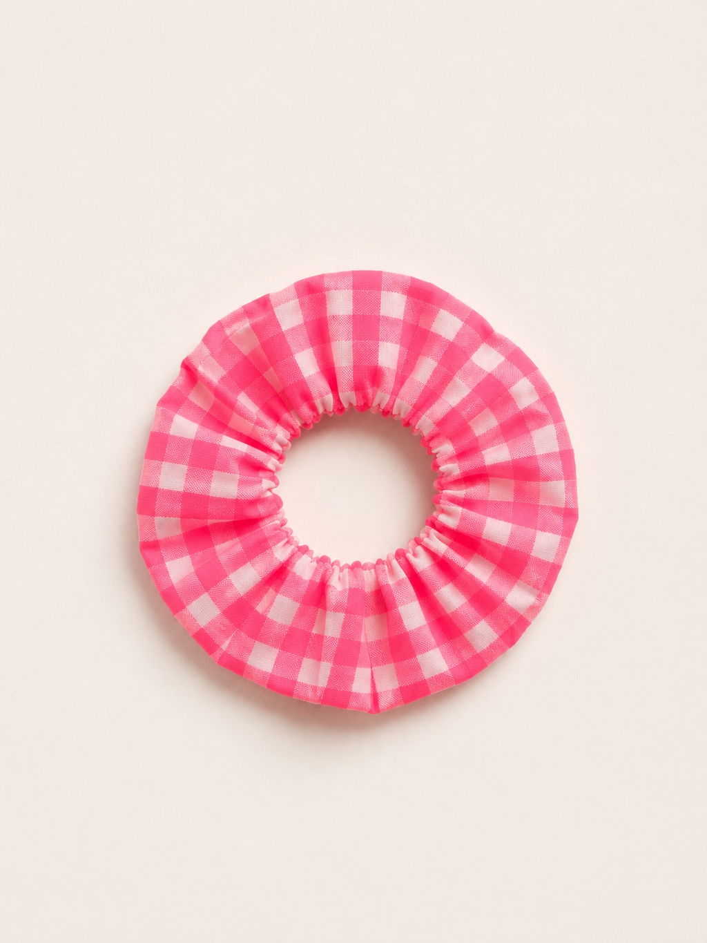 Chouchou vichy fluo rose