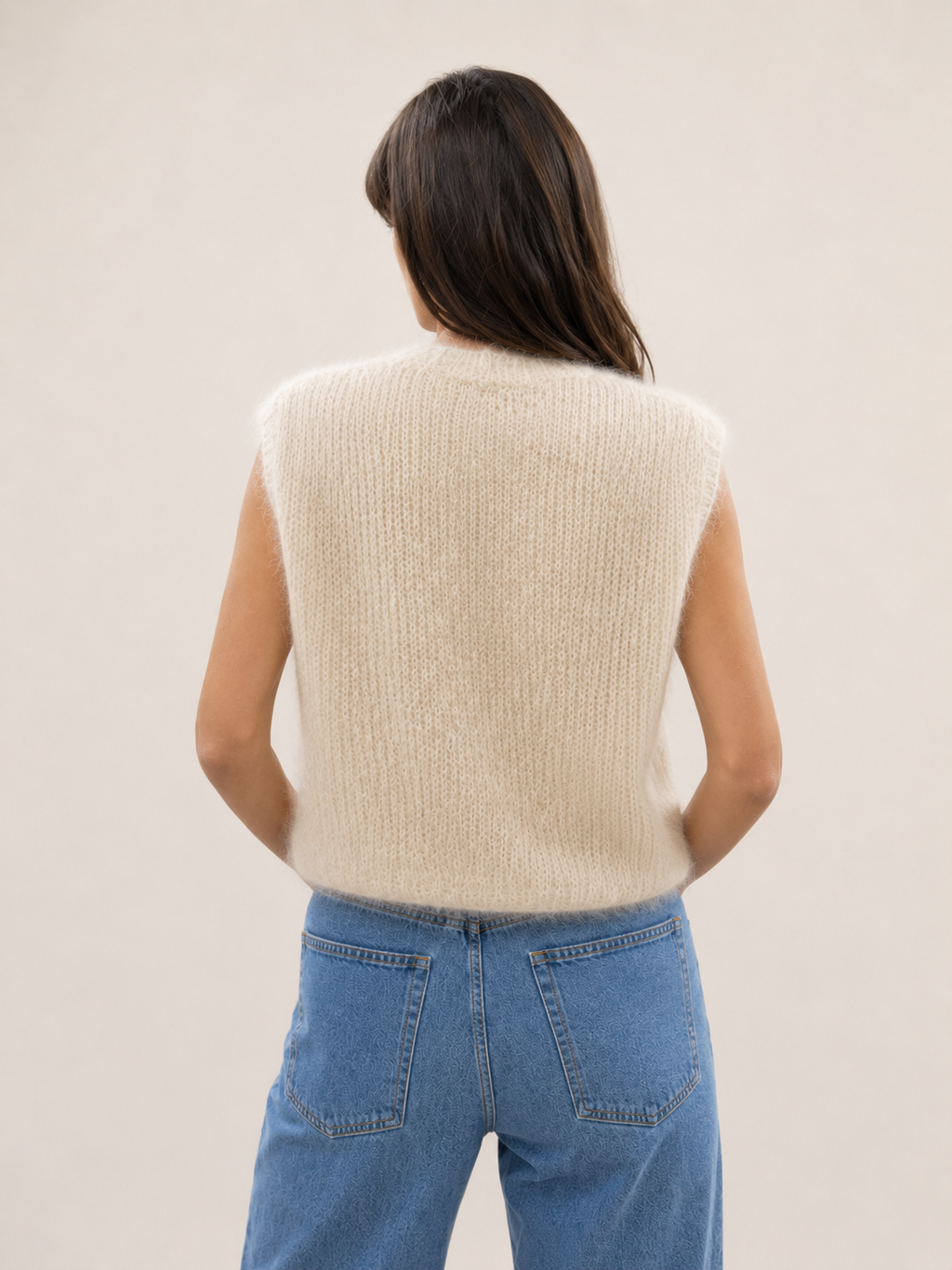 Pull sans manches greige