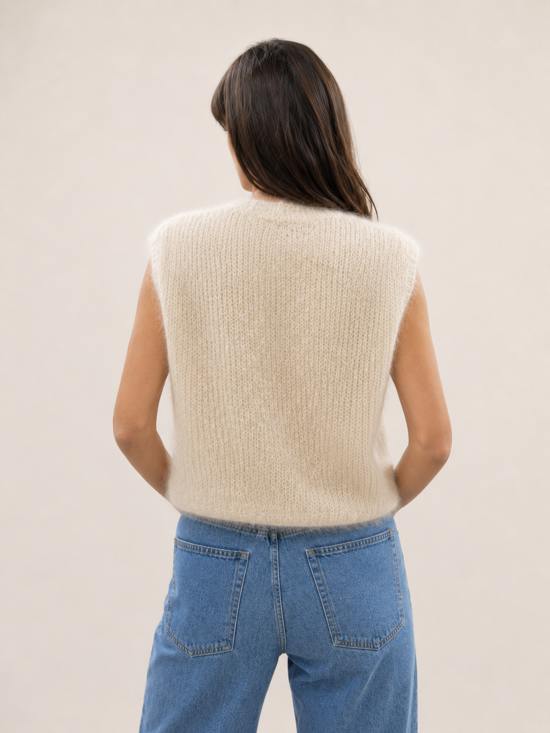 Pull sans manches greige