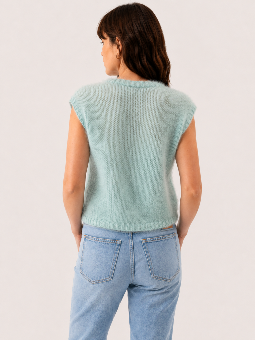 Pull sans manches vert d'eau