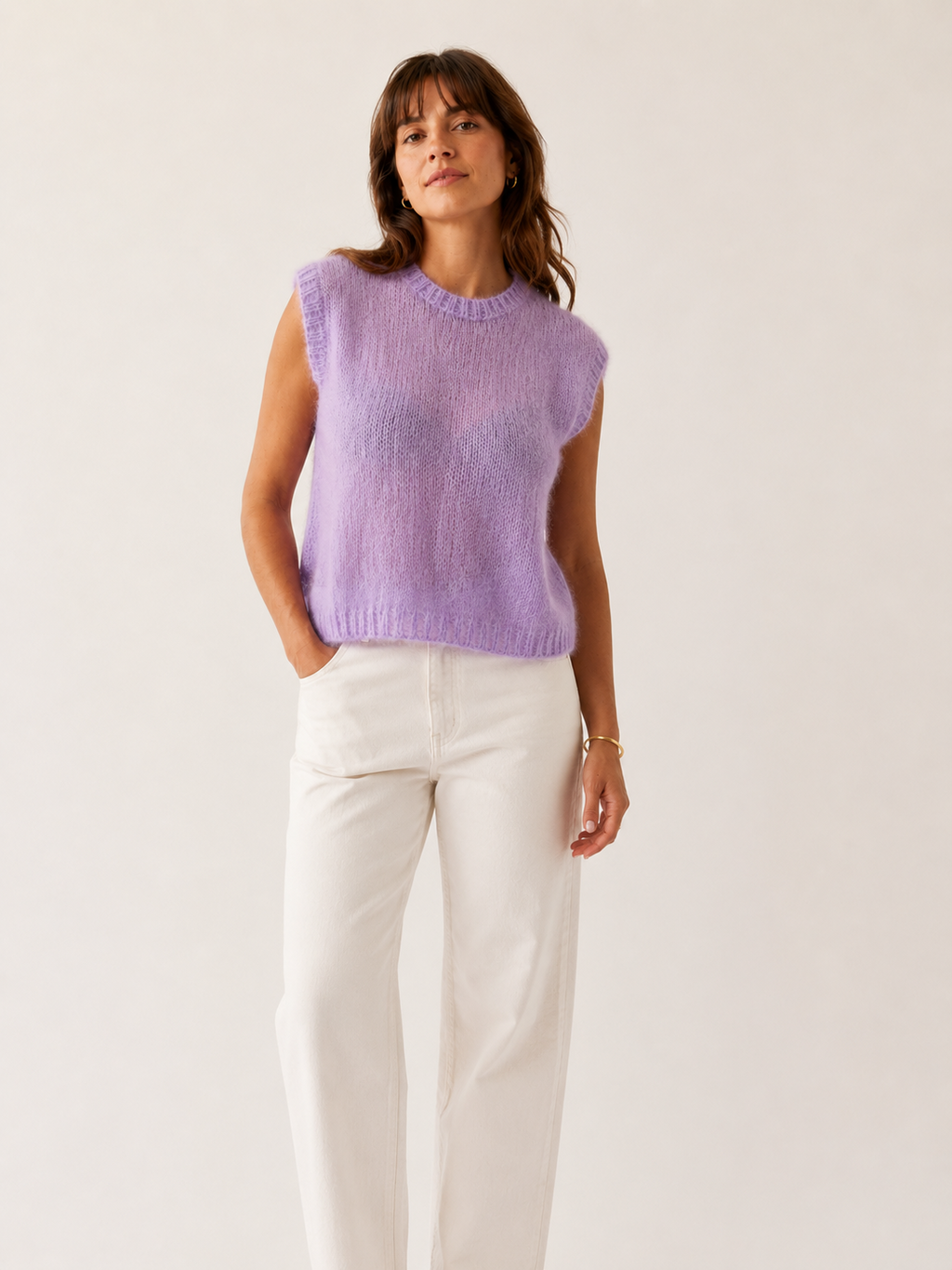 Pull sans manches lilas