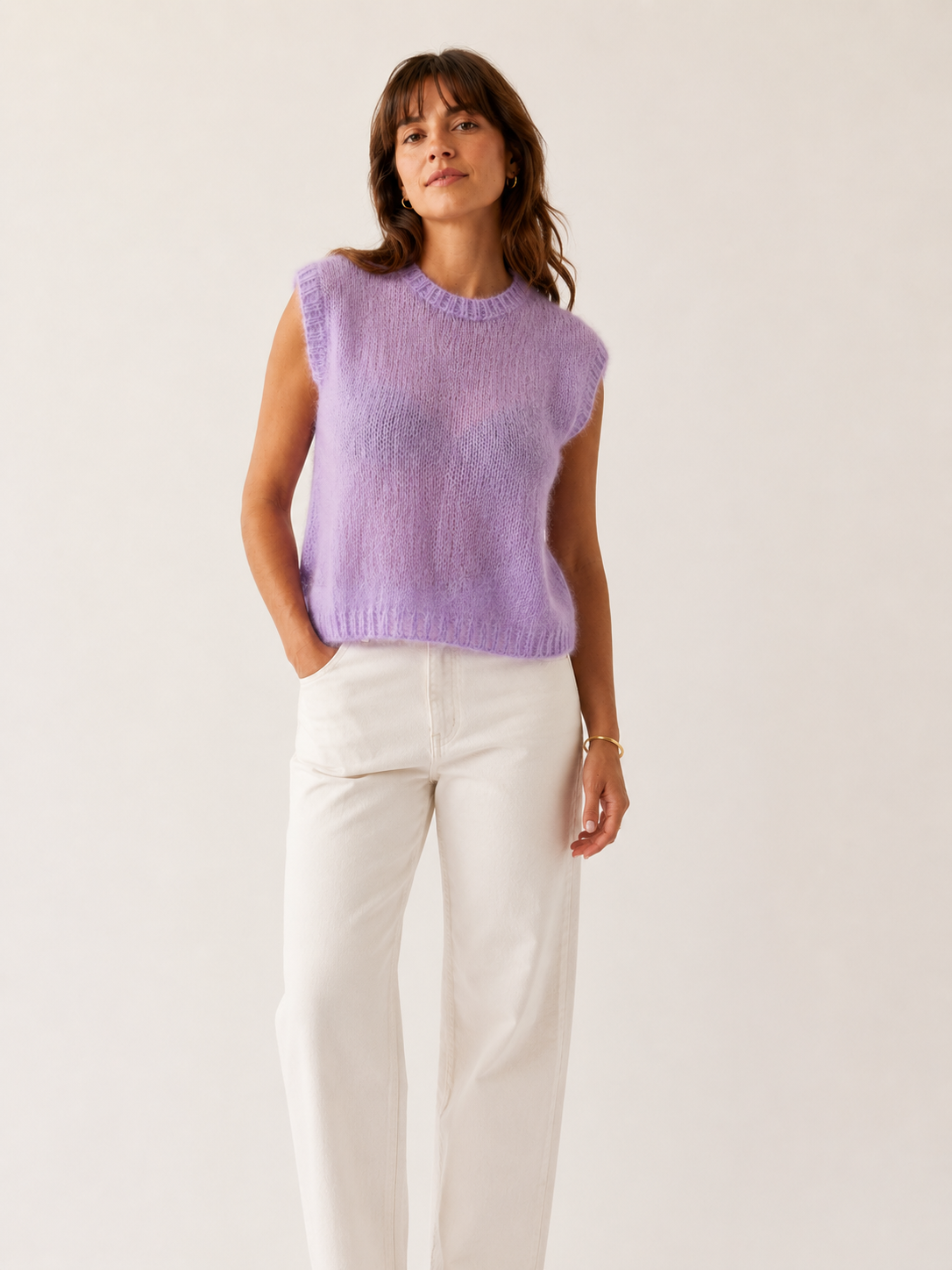 Pull sans manches lilas