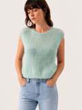 Pull sans manches vert d'eau